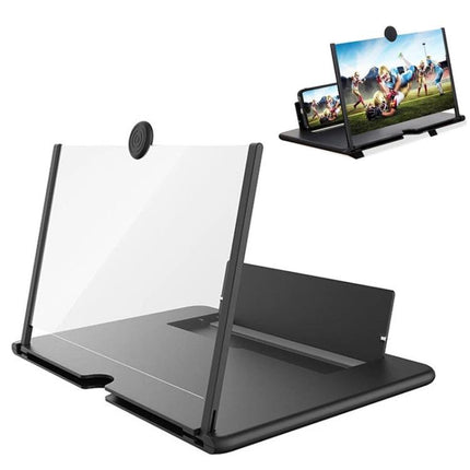 14 Inch 3D Mobile Phone Screen Amplifier with Bracket, Black/White - foldable ABS and Acrylic Fresnel lens phone magnifier for video watching and reading