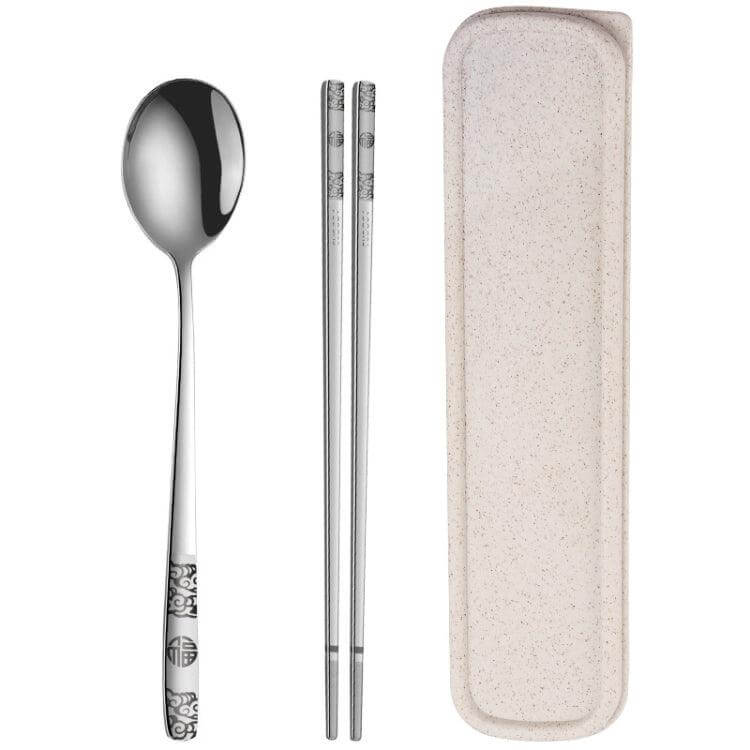 Portable Stainless Steel Tableware Set for Students and Office Workers