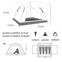 Tienda de campaña automática emergente de 4 lados a prueba de lluvia para 3 o 4 personas - Refugio de playa engrosado