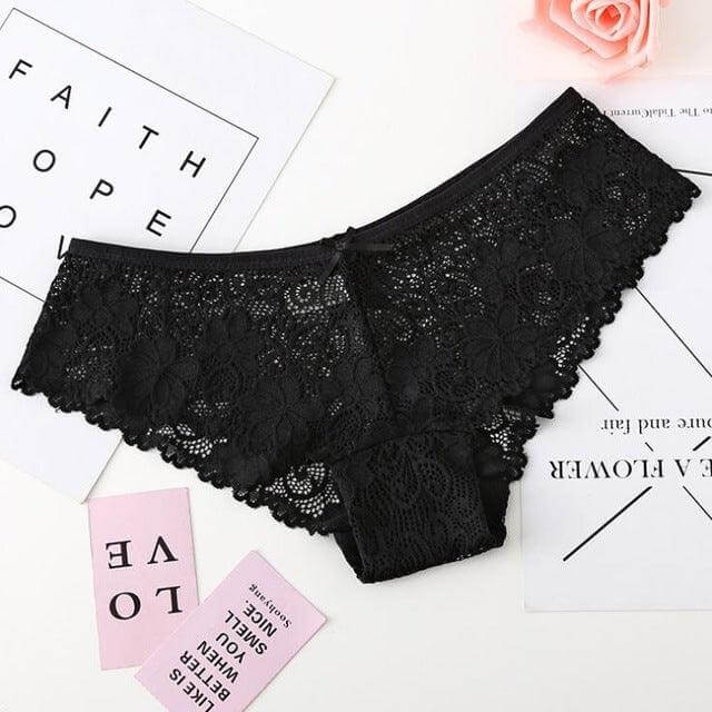 Elegant Floral Lace Seamless Women's Briefs Black