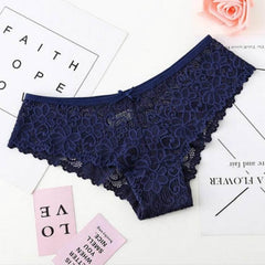 Elegant Floral Lace Seamless Women's Briefs Blue