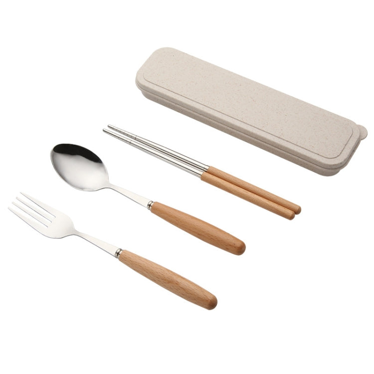 3 in 1 Spoon Chopsticks Fork Cutlery Set Three-piece Creative Work Students Portable Tableware, Three-piece set of wooden handle spoon fork chopsticks, Two-piece wooden spoon chopsticks