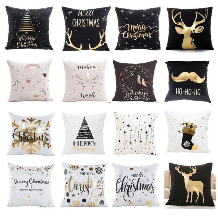 Luxurious Gold Foil Merry Christmas Cushion Cover for Festive Home Decor - 43cm x 43cm