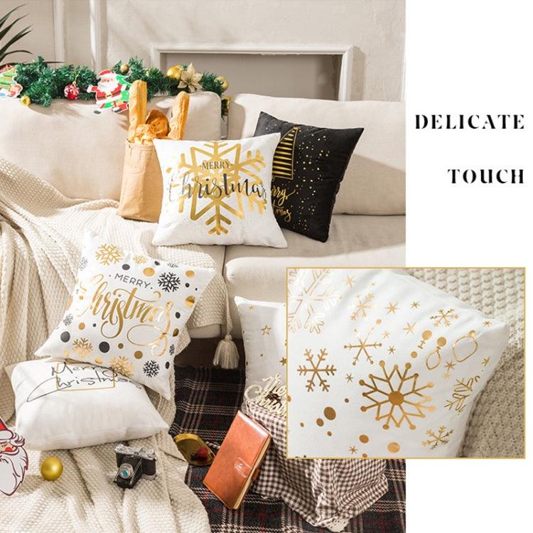 Luxurious Gold Foil Merry Christmas Cushion Cover for Festive Home Decor - 43cm x 43cm