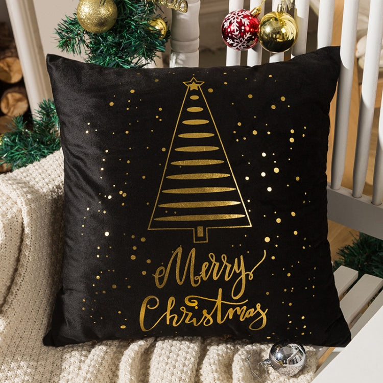 Merry Christmas Pillow Case Gold Foil Printing Pillow Cover Sofa Waist Throw Cushion Cover Coffee Shop Decorative 43cm x 43cm