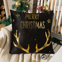 Luxurious Gold Foil Merry Christmas Cushion Cover for Festive Home Decor - 43cm x 43cm 2