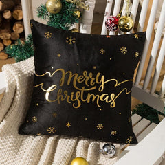 Luxurious Gold Foil Merry Christmas Cushion Cover for Festive Home Decor - 43cm x 43cm 3