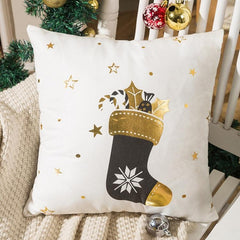 Luxurious Gold Foil Merry Christmas Cushion Cover for Festive Home Decor - 43cm x 43cm 10