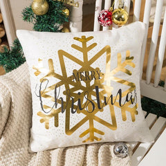 Luxurious Gold Foil Merry Christmas Cushion Cover for Festive Home Decor - 43cm x 43cm 13