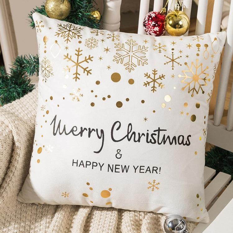 Luxurious Gold Foil Merry Christmas Cushion Cover for Festive Home Decor - 43cm x 43cm 14