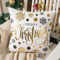 Luxurious Gold Foil Merry Christmas Cushion Cover for Festive Home Decor - 43cm x 43cm 15