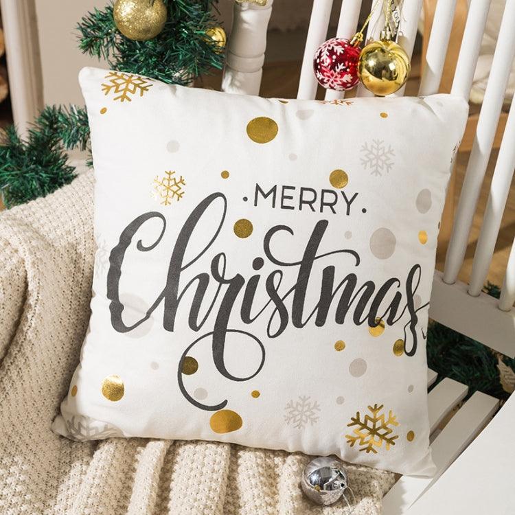 Luxurious Gold Foil Merry Christmas Cushion Cover for Festive Home Decor - 43cm x 43cm 16