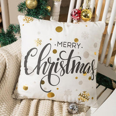 Luxurious Gold Foil Merry Christmas Cushion Cover for Festive Home Decor - 43cm x 43cm 16