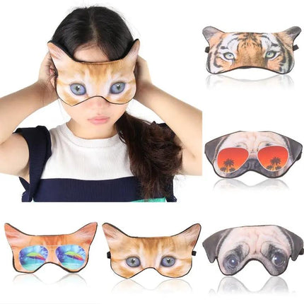 3D Eye Mask For Sleep With Animal Printed Design Soft Comfort Travel | Syndmart