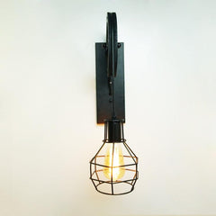 Vintage Industrial 40W Wall Lamp with Pulley Mechanism for Corridors and Porches