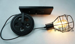 Vintage Industrial 40W Wall Lamp with Pulley Mechanism for Corridors and Porches