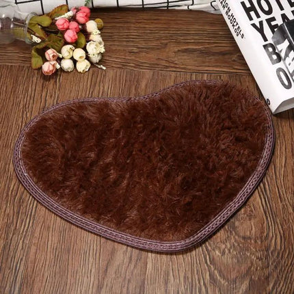 Heart Shaped Coral Fleece Mat For Kitchen Bath | Syndmart