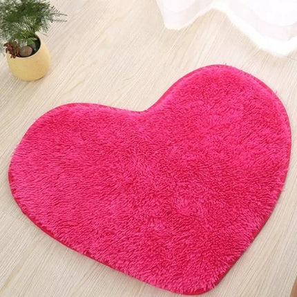 Heart Shaped Coral Fleece Mat For Kitchen Bath | Syndmart