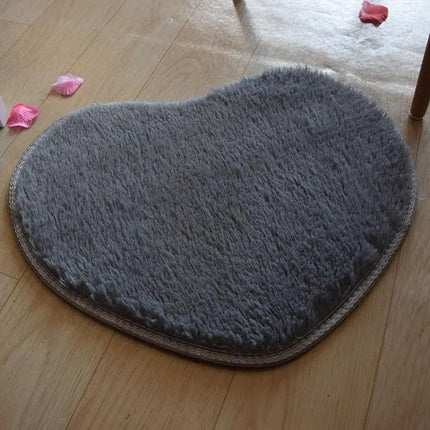 Heart Shaped Coral Fleece Mat For Kitchen Bath | Syndmart