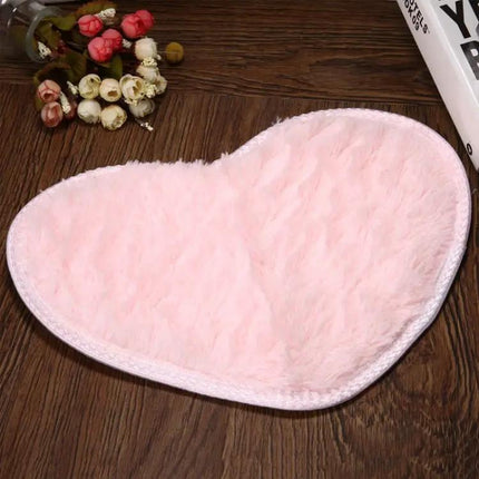 Heart Shaped Coral Fleece Mat For Kitchen Bath | Syndmart