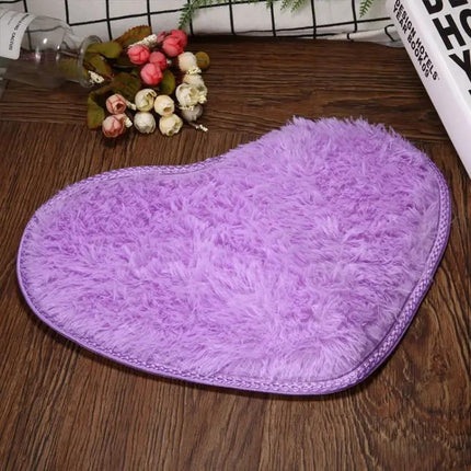 Heart Shaped Coral Fleece Mat For Kitchen Bath | Syndmart