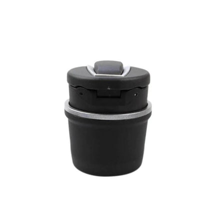 Compact LED Car Ashtray For Clean Tidy Interior Daily - matte black compact car ashtray with LED, easy to empty and clean, universal fit (8.5x7.5x6 cm)