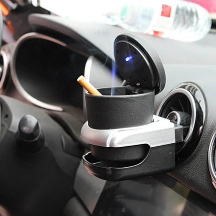 Compact LED Car Ashtray For Clean Tidy Interior Daily - compact matte plastic car ashtray with LED light, easy to empty and keeps cabin tidy (8.5x7.5x6cm)