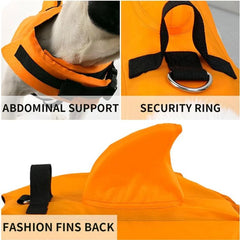 Dog Swim Safety Vest - Summer Life Jacket for Pets with Shark Fin Design