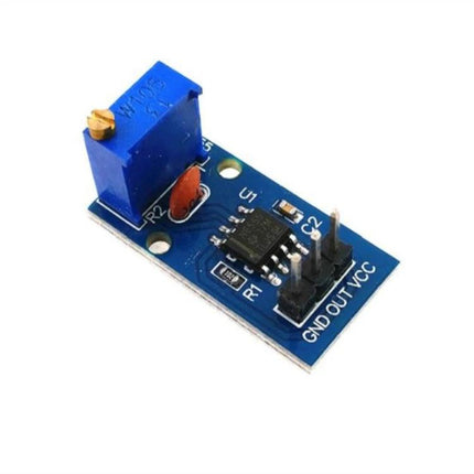 Adjustable Frequency Pulse Generator Module for DIY Electronics compact NE555 timer board with blue trimmer potentiometer and 3-pin header