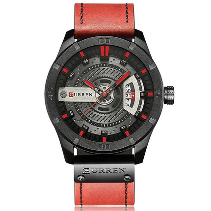 CURREN Men's Military Quartz Sports Watch 45mm Leather | Syndmart