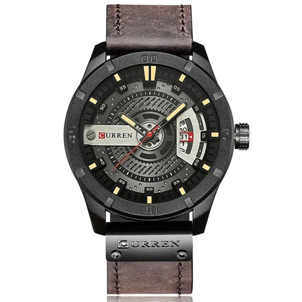 CURREN Men's Military Quartz Sports Watch 45mm Leather | Syndmart