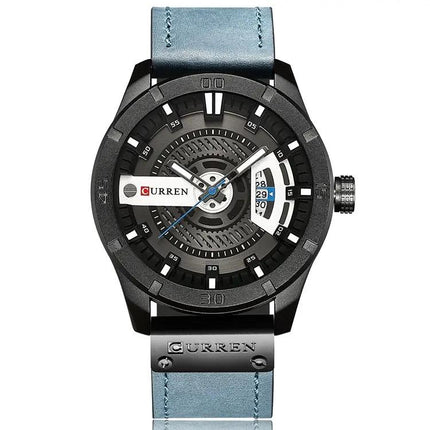 CURREN Men's Military Quartz Sports Watch 45mm Leather | Syndmart