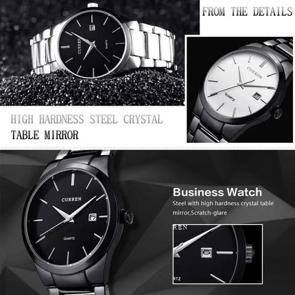 CURREN 40mm Quartz Calendar Stainless Steel Wristwatch | Syndmart