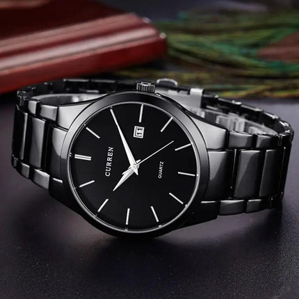 CURREN 40mm Quartz Calendar Stainless Steel Wristwatch | Syndmart