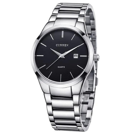 CURREN 40mm Quartz Calendar Stainless Steel Wristwatch | Syndmart