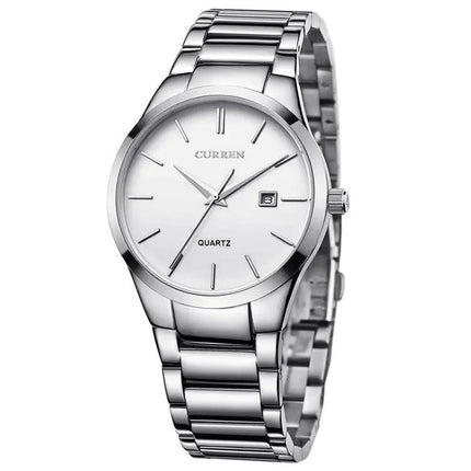 CURREN 40mm Quartz Calendar Stainless Steel Wristwatch | Syndmart