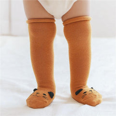 Cartoon Print Non-Slip Thigh Socks for Babies - Cozy Loose Cuff Design for Autumn and Winter