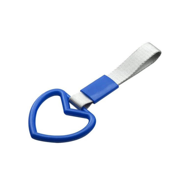 Heart-Shaped Car Decorative Warning Ring for Protection and Safety - blue nylon heart ring with silver strap for dashboard or mirror safety reminder