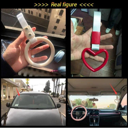 Heart-Shaped Car Decorative Warning Ring for Protection and Safety - nylon dashboard or mirror hanging heart ring for vehicle safety reminder