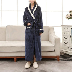 Couples' Plush Winter Flannel Long Sleeve Bathrobe for Ultimate Comfort