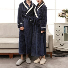 Couples' Plush Winter Flannel Long Sleeve Bathrobe for Ultimate Comfort