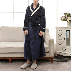 Couples' Plush Winter Flannel Long Sleeve Bathrobe for Ultimate Comfort