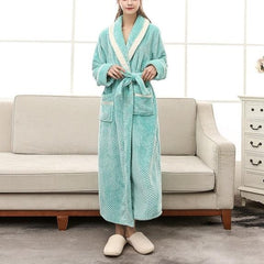 Couples' Plush Winter Flannel Long Sleeve Bathrobe for Ultimate Comfort