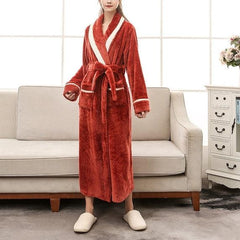 Couples' Plush Winter Flannel Long Sleeve Bathrobe for Ultimate Comfort