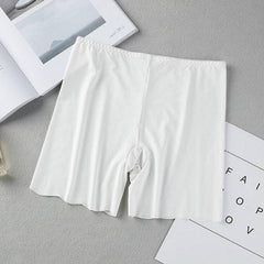 Seamless High Waist Safety Boxer Shorts for Women White M