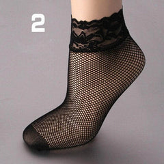 Elegant Black Lace Fishnet Ankle Socks for Women and Girls - Soft and Comfortable Design