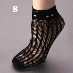 Elegant Black Lace Fishnet Ankle Socks for Women and Girls - Soft and Comfortable Design