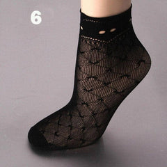 Elegant Black Lace Fishnet Ankle Socks for Women and Girls - Soft and Comfortable Design