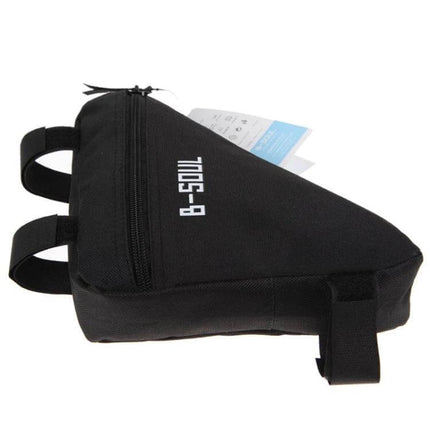 Triangle Bicycle Saddle Bag Waterproof Front Tube Frame - black 600D waterproof triangular under-saddle bike bag, compact 20x18.5x4cm, zip pocket