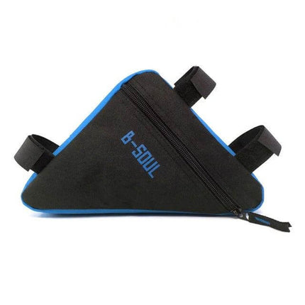 Triangle Bicycle Saddle Bag Waterproof Front Tube Frame black with blue trim triangular under-saddle waterproof pouch 600D, zippered, 20x18.5x4cm